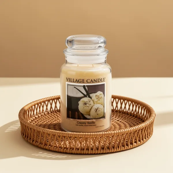 Village Candle Creamy Vanilla, 21.25 oz, Ivory