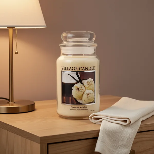 Village Candle Creamy Vanilla, 21.25 oz, Ivory