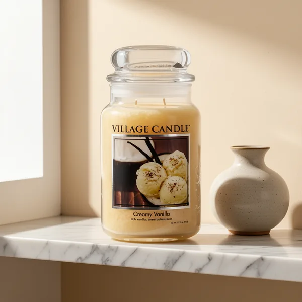 Village Candle Creamy Vanilla, 21.25 oz, Ivory