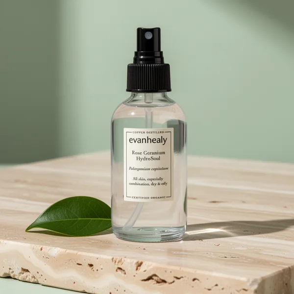 evanhealy Rose Geranium HydroSoul Copper Distilled Hydrosol Gentle