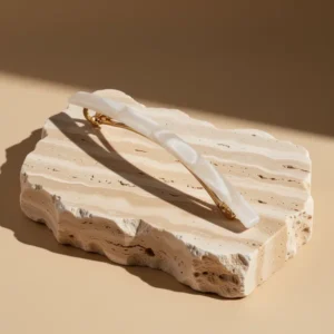France Luxe White French Barrette for Women Hair Clips