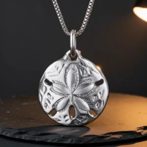 Hawaiian Jewelry 925 Sterling Silver Sand Dollar Pendant Necklace