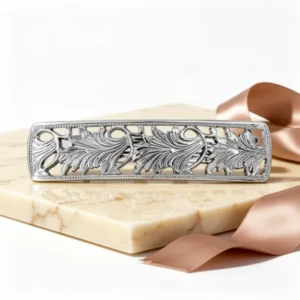 1928 Jewelry Rectangular Floral Bar 4 Inch Hair Barrette Clip