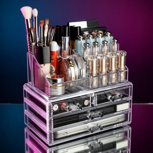 Ikee Design Clear Makeup Cosmetics Lip Gloss 4 Drawers Organizer