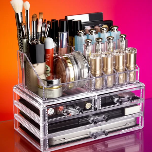 Ikee Design Clear Makeup Cosmetics Lip Gloss 4 Drawers Organizer