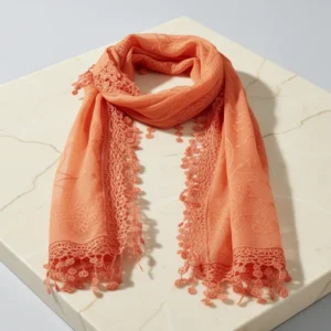 Lace Teardrop Fringe Vintage Mesh Crochet Tassel Scarf for Women