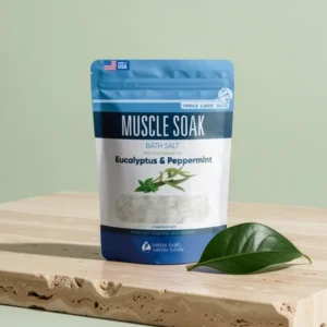 Muscle Bath Soak Epsom Salt Peppermint Eucalyptus Essential Oils, 32 oz