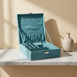 Two-Layer Lint Jewelry Box, Blue
