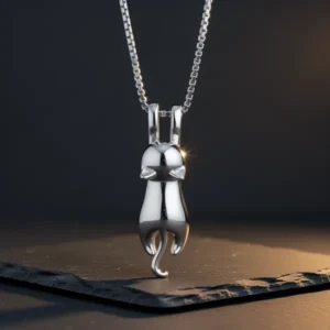 S.Leaf Sterling Silver Cat Necklace for Women