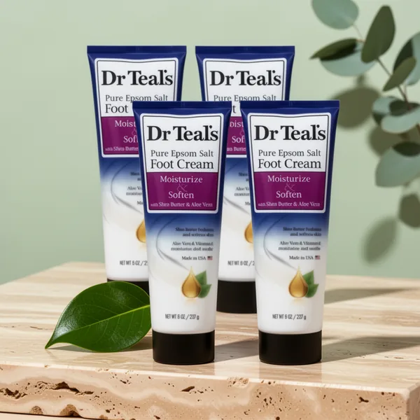 Dr. Teals Pure Epsom Salt Foot Cream, 8 oz, 4-Pack