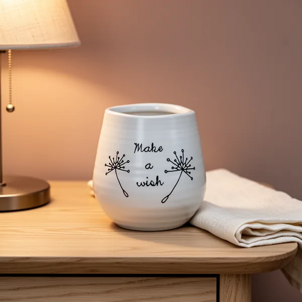 Pavilion Make a Wish White Ceramic Soy Serenity Scented Candle, 8 oz