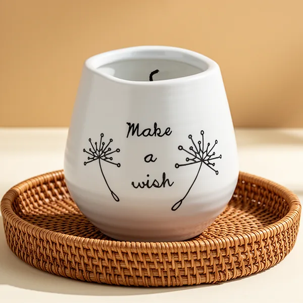 Pavilion Make a Wish White Ceramic Soy Serenity Scented Candle, 8 oz