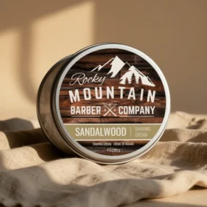 Rocky Mountain Barber Company Sandalwood Shaving Cream for Men, 5 oz