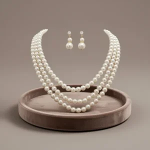 Rosemarie Collections Classic Faux Pearl Necklace and Earring Set