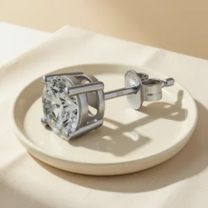 925 Sterling Silver Round Cut 5A+ Cubic Zirconia CZ Stud Earrings