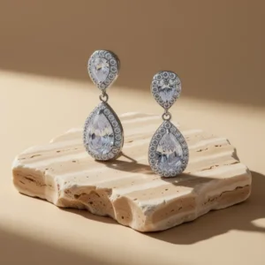 SWEETV Cubic Zirconia Teardrop Bridal Earrings