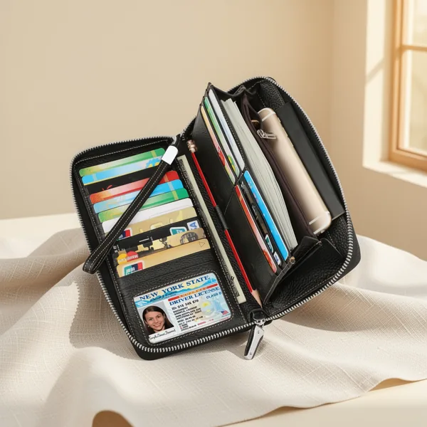 Lavemi RFID Blocking 100% Leather Large Capacity Zip Around Wallet