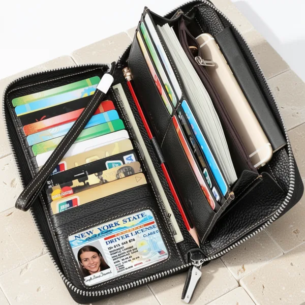 Lavemi RFID Blocking 100% Leather Large Capacity Zip Around Wallet