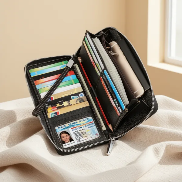 Lavemi RFID Blocking 100% Leather Large Capacity Zip Around Wallet