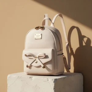 I IHAYNER Girls Bowknot Cute Leather Backpack