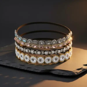Teenitor Hairbands for Women 5 Rhinestone Beaded Headbands, 5 Pieces
