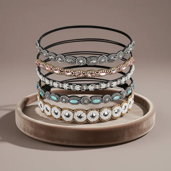 Teenitor Hairbands for Women 5 Rhinestone Beaded Headbands, 5 Pieces