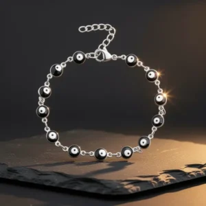 Women's Charm Enamel Evil Eye Protection Link Chain Bracelet