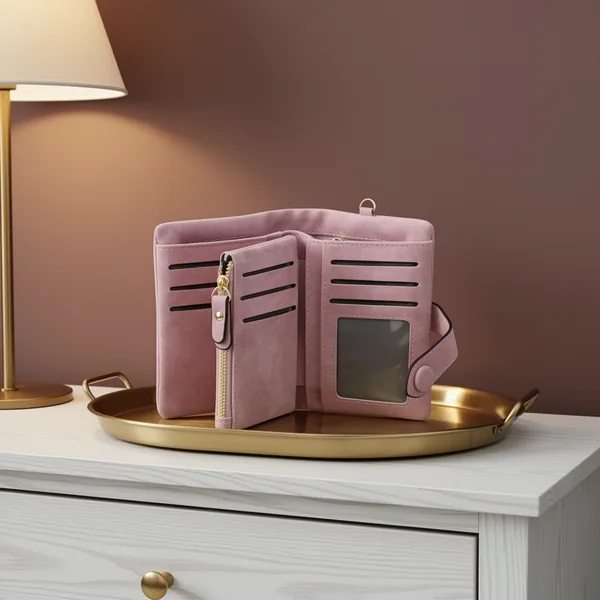 TOPKULL Bifold Small RFID Soft Leather Ladies Trifold Wallets, Pink