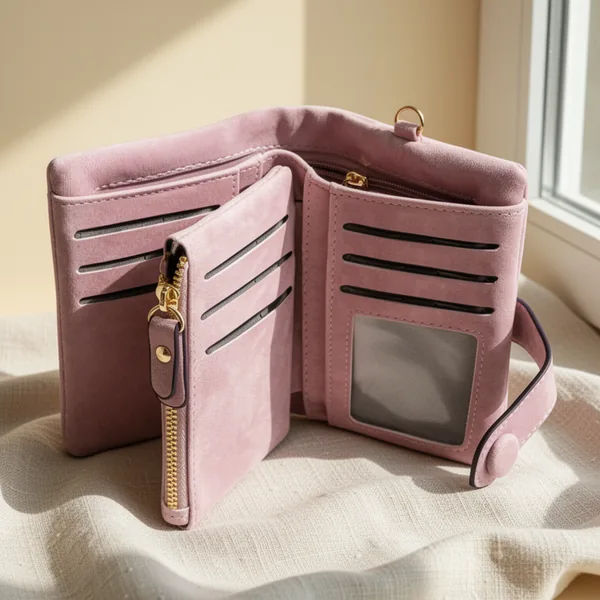 TOPKULL Bifold Small RFID Soft Leather Ladies Trifold Wallets, Pink
