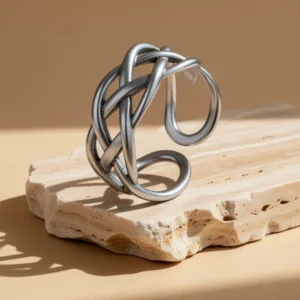 925 Sterling Silver Celtic Knot Open Adjustable Ring for Women