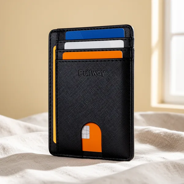 Buffway Front Pocket RFID Blocking Leather Wallets for Men and Women