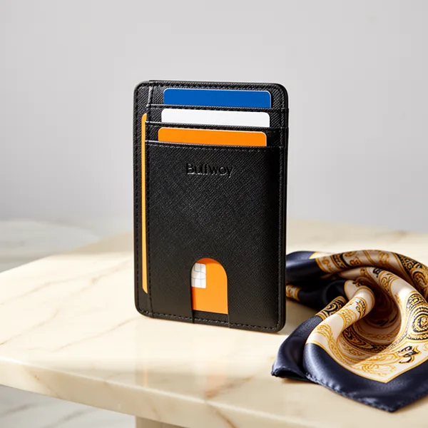 Buffway Front Pocket RFID Blocking Leather Wallets for Men and Women