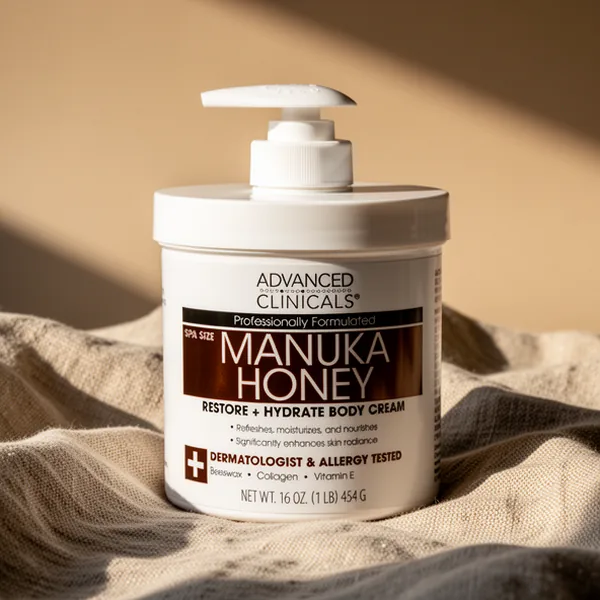 Advanced Clinicals Manuka Honey Body Cream for Women & Men, 16 oz