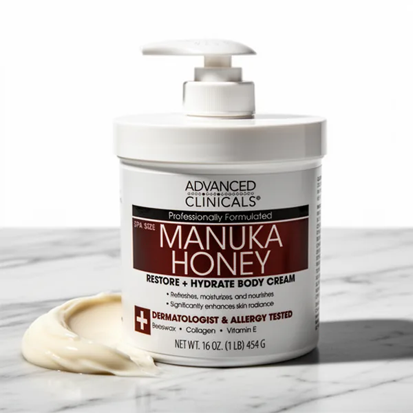 Advanced Clinicals Manuka Honey Body Cream for Women & Men, 16 oz