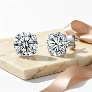 925 Sterling Silver Cubic Zirconia Stud Earrings, 3 Pairs