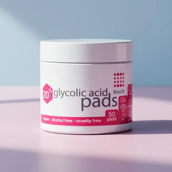 Touch 20% Glycolic Acid Pads Exfoliating Face Wipes, 50 Count