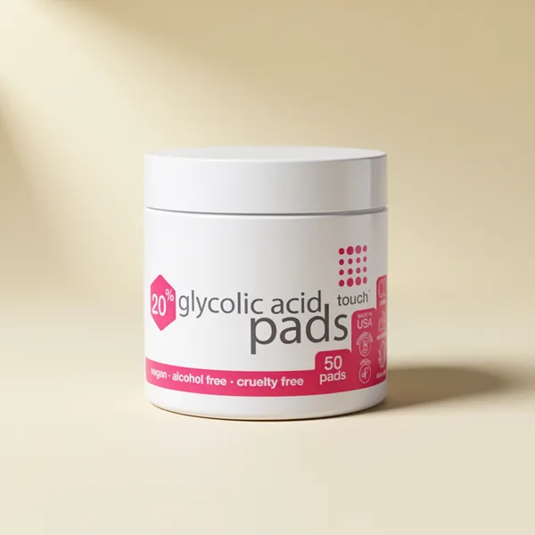 Touch 20% Glycolic Acid Pads Exfoliating Face Wipes, 50 Count