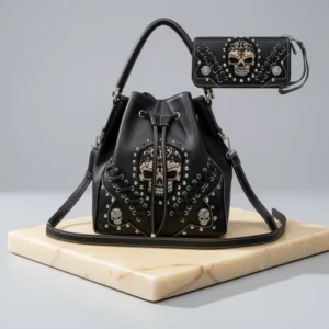 Western Skull Bucket Bag for Women