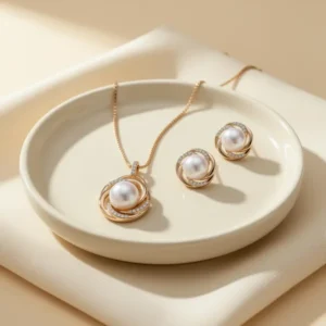 Mariell Freshwater Pearl Wedding Necklace Earrings Set