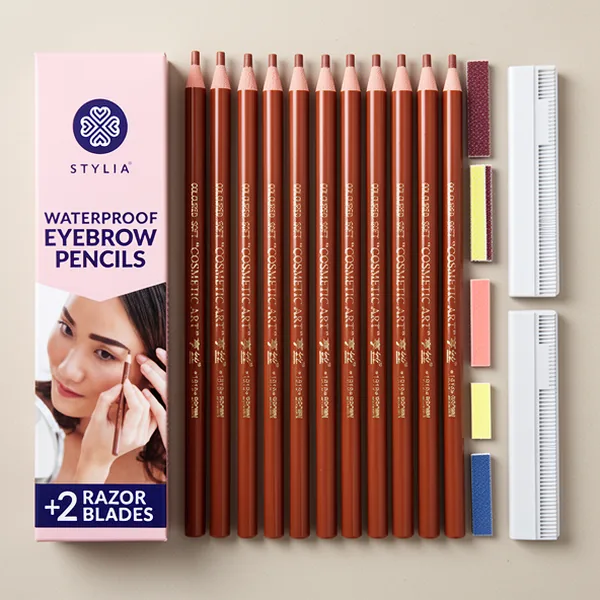 Stylia Eyebrow Pencil, 12 Pieces