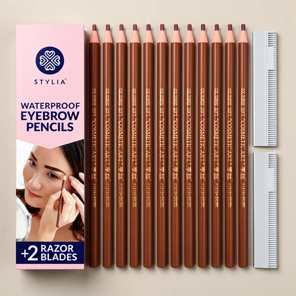 Stylia Eyebrow Pencil, 12 Pieces