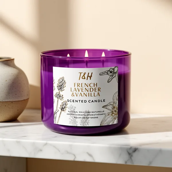 French Lavender Vanilla Large 3-Wick Soy Scented Candle for Home, 15.8 oz