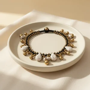 Infinityee888 Howlite Anklet Drop Handmade Brass