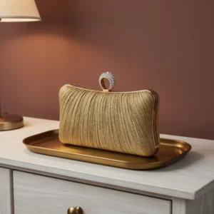 Womens Golden Glitter Clutch Purse