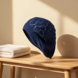 BYOS Soft Knit Airy Cutout Lightweight Slouchy Crochet Beret Beanie
