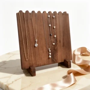 MOOCA Portable Wooden Plank Necklace Jewelry Stand, Brown