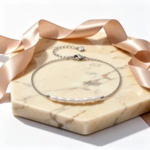 MEVECCO Dainty Imitation Pearl Row Anklet for Women