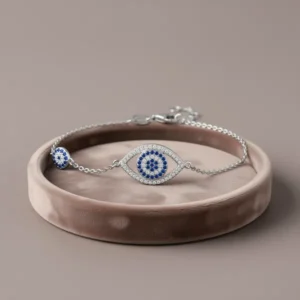 Blue Evil Eyes Link Bracelet
