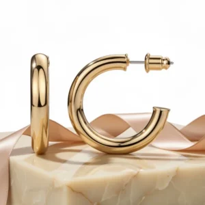 PAVOI Chunky Hoop Earrings for Women, Yellow Gold Tone