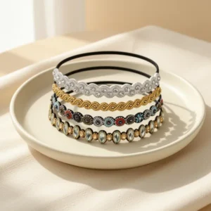 Teenitor Elastic Beaded Headbands for Women, 6 Pieces
